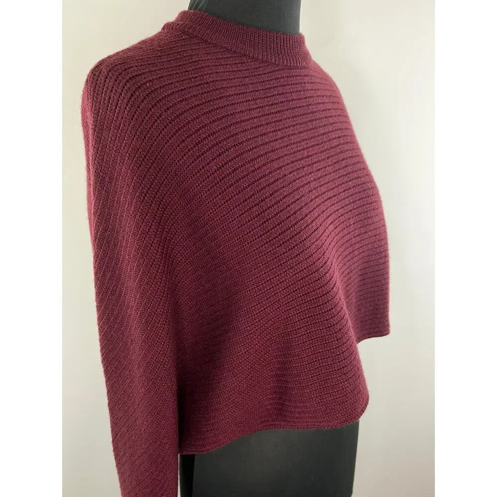 Wilfred Free Harper Burgundy Long Sleeve Merino Wool Cropped Women's Sweater S